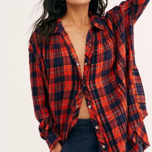 We The Free Tops - NWOT Free People Lela Plaid Oversize Tunic
Size S